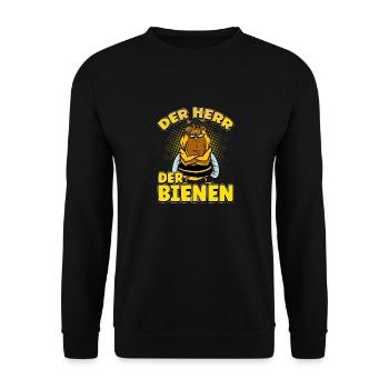 Herr Der Bienen Imker Bienenflüster Biene - Unisex Pullover - Schwarz - Vorne - Alina (178cm) & Michal (187cm)