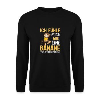 Banane Geschenk lustiger Spruch - Unisex Pullover - Schwarz - Vorne - Alina (178cm) & Michal (187cm)