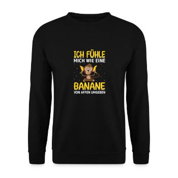 Banane Affe Sarkasmus lustiger Spruch - Unisex Pullover - Schwarz - Vorne - Alina (178cm) & Michal (187cm)