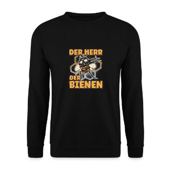Herr Der Bienen Imker Bienenflüster Biene - Unisex Pullover - Schwarz - Vorne - Alina (178cm) & Michal (187cm)