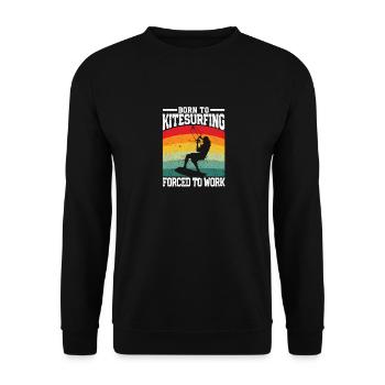 Lustiges Kite Surfing Board Zum Kitesurfen geboren - Unisex Pullover - Schwarz - Vorne - Alina (178cm) & Michal (187cm)