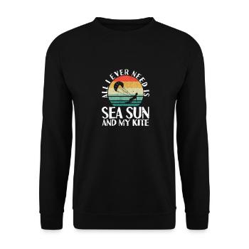 Funny Kitesurfing All I Ever Need Is Sea Sun And - Unisex Pullover - Schwarz - Vorne - Alina (178cm) & Michal (187cm)