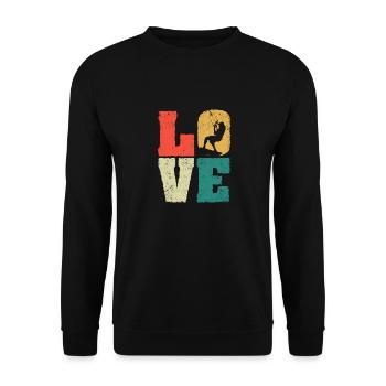 Retro Liebe Kitesurfen Liebhaber Kiteboarding Kite - Unisex Pullover - Schwarz - Vorne - Alina (178cm) & Michal (187cm)