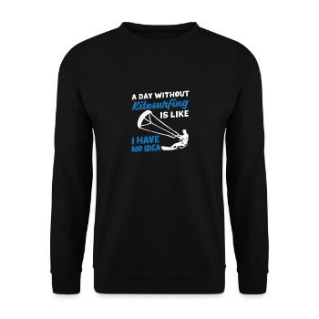 Ein Tag ohne Kitesurfen Funny Kiteboarding Ozean - Unisex Pullover - Schwarz - Vorne - Alina (178cm) & Michal (187cm)