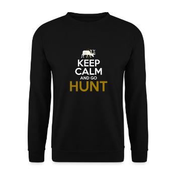 Keep Calm And Go Hunt Awesome Hunting T-Shirt - Unisex Sweatshirt - black - Front - Alina (178cm) & Michal (187cm)