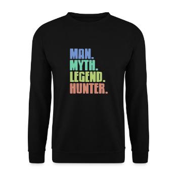 Retro Vintage Man. Myth. Legend. Hunter. Design - Unisex Pullover - Schwarz - Vorne - Alina (178cm) & Michal (187cm)