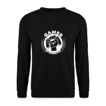 Cadeau Gamer et Bachelier Bac Félicitation - Sweat-shirt Unisexe - noir - Devant - Alina (178cm) & Michal (187cm)