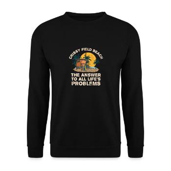 Crissy Field Beach Answer To All Life's Problems - Unisex Pullover - Schwarz - Vorne - Alina (178cm) & Michal (187cm)
