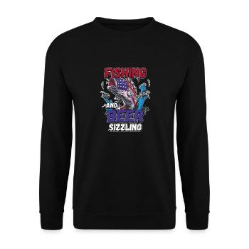 Pêche et bières sifflement pêche Mot à la ligne - Sweat-shirt Unisexe - noir - Devant - Alina (178cm) & Michal (187cm)