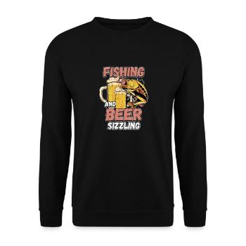 Pêche et bières sifflement pêche Mot à la ligne - Sweat-shirt Unisexe - noir - Devant - Alina (178cm) & Michal (187cm)