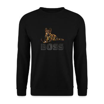 Berger Allemand Boss Drôle De Chien Motif - Sweat-shirt Unisexe - noir - Devant - Alina (178cm) & Michal (187cm)