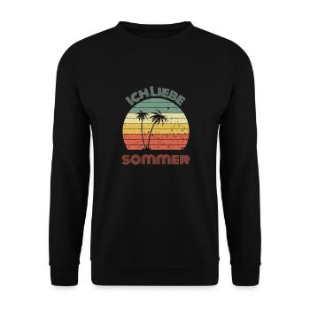 Cool Retro Design Summer Love Beach Palm Trees - Unisex Sweatshirt - black - Front - Alina (178cm) & Michal (187cm)