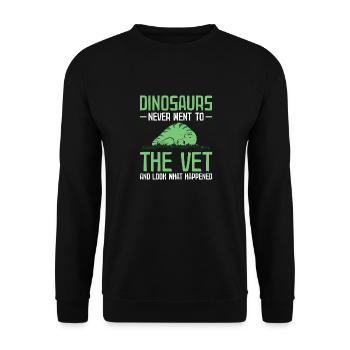 Dinosaurs Never Went To The Tierarzt - Unisex Pullover - Schwarz - Vorne - Alina (178cm) & Michal (187cm)