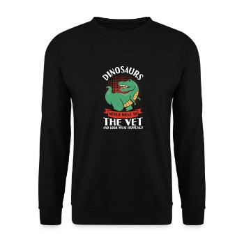 Dinosaurs Never Went To The Tierarzt - Unisex Pullover - Schwarz - Vorne - Alina (178cm) & Michal (187cm)