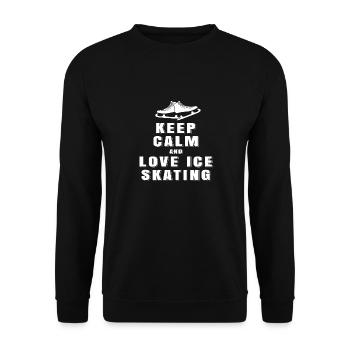 Keep Calm & Love Ice Skating Cool Skating Tee - Unisex Pullover - Schwarz - Vorne - Alina (178cm) & Michal (187cm)