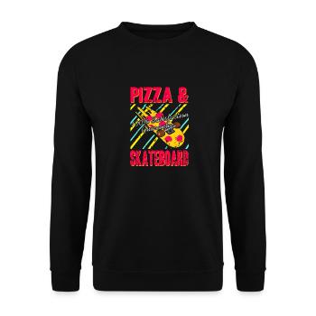 Vintage Pizza & Skateboard 100% Satisfaction - Unisex Sweatshirt - black - Front - Alina (178cm) & Michal (187cm)