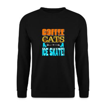 Patin à glace Coffee Cats! Thé de patinage sur glace génial - Sweat-shirt Unisexe - noir - Devant - Alina (178cm) & Michal (187cm)