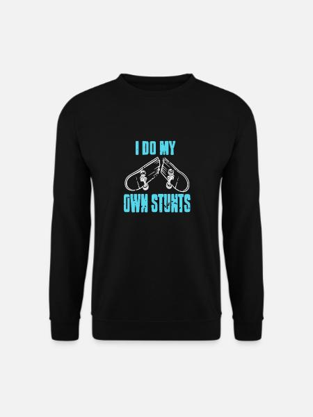 I Do My Own Stunts Vintage Funny Skater T-Shirt - Unisex Pullover - Schwarz