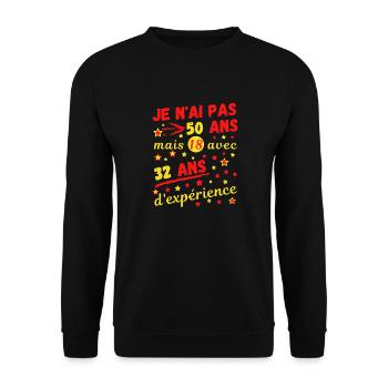 je n'ai pas 50 ans mais 18 avec 32 ans.. - Sweat-shirt Unisexe - noir - Devant - Alina (178cm) & Michal (187cm)