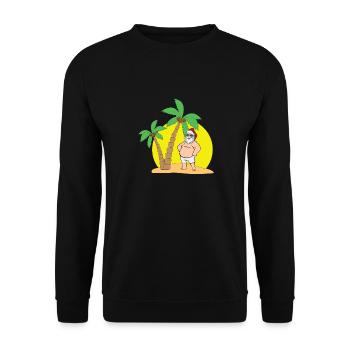 Lustiger Sommer Strandurlaub Weihnachten im Juli - Unisex Pullover - Schwarz - Vorne - Alina (178cm) & Michal (187cm)