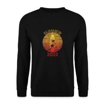 Cooles Retro Design Sommer Strand Palmen Summer - Unisex Pullover - Schwarz - Vorne - Alina (178cm) & Michal (187cm)
