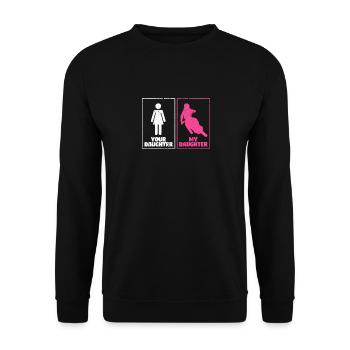 Ta fille Ma fille Drôle de maman motocross - Sweat-shirt Unisexe - noir - Devant - Alina (178cm) & Michal (187cm)
