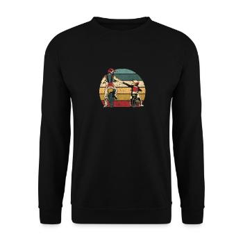 Cool Dad Dirt Bike Rider Motocross Vater Sohn Bike - Unisex Pullover - Schwarz - Vorne - Alina (178cm) & Michal (187cm)