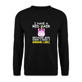 J’ai les cheveux roux Drôle de licorne Designs Thé - Sweat-shirt Unisexe - noir - Devant - Alina (178cm) & Michal (187cm)