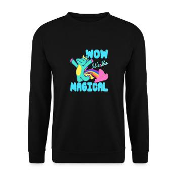 WOW C’est tellement magique Génial Licorne T-Shirt - Sweat-shirt Unisexe - noir - Devant - Alina (178cm) & Michal (187cm)