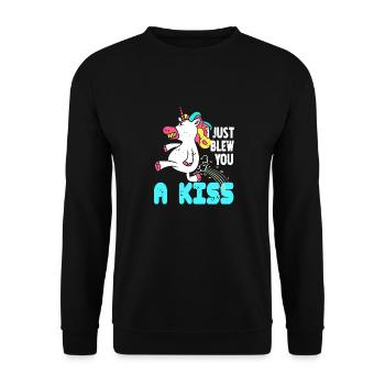 I Just Blew You A Kiss Cute Vintage Unicorn Tee - Unisex Pullover - Schwarz - Vorne - Alina (178cm) & Michal (187cm)