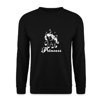 Cute Princess Unicorn Designs T-Shirt Present Gift - Unisex Pullover - Schwarz - Vorne - Alina (178cm) & Michal (187cm)