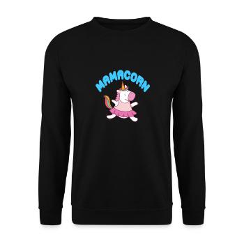 Mamacorn Best Mama Unicorn Cute T-Shirt Present - Unisex Pullover - Schwarz - Vorne - Alina (178cm) & Michal (187cm)