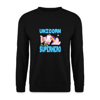 Unicorn Is My Superhero Cool Unicorn T-Shirt - Unisex Sweatshirt - black - Front - Alina (178cm) & Michal (187cm)