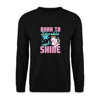 Born To Sparkle And Shine Cute Unicorn T-Shirt - Unisex Pullover - Schwarz - Vorne - Alina (178cm) & Michal (187cm)