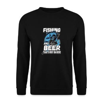 Fishing and beer that's why I'm here Fischer saying - Unisex Sweatshirt - black - Front - Alina (178cm) & Michal (187cm)