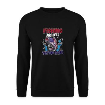 Fishing and beer that's why I'm here Fischer saying - Unisex Sweatshirt - black - Front - Alina (178cm) & Michal (187cm)