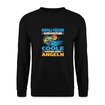 Normale Mädchen machen Hausaufgaben coole Mädchen - Unisex Pullover - Schwarz - Vorne - Alina (178cm) & Michal (187cm)