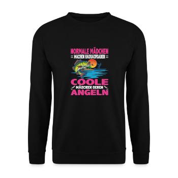 Normale Mädchen machen Hausaufgaben coole Mädchen - Unisex Pullover - Schwarz - Vorne - Alina (178cm) & Michal (187cm)