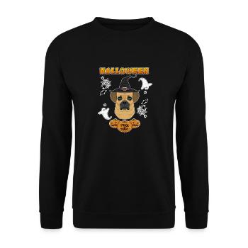 Happy Halloween I Dog Lover I Puggle - Unisex Sweatshirt - black - Front - Alina (178cm) & Michal (187cm)