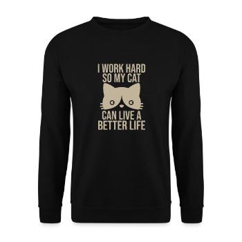 Je travaille si dur que mon chat - Sweat-shirt Unisexe - noir - Devant - Alina (178cm) & Michal (187cm)