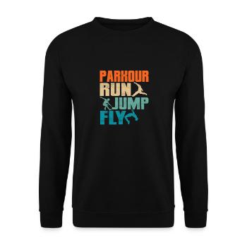 Parkour Run Jump Fly Traceur Free Running - Unisex Pullover - Schwarz - Vorne - Alina (178cm) & Michal (187cm)
