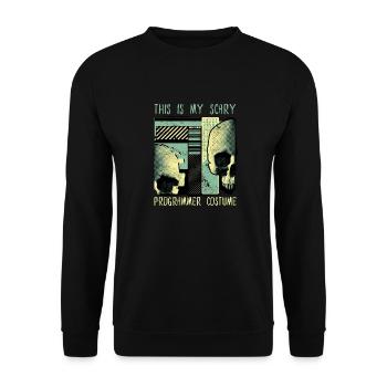 Scary Programmer Kostüm Humor Halloween Schädel - Unisex Pullover - Schwarz - Vorne - Alina (178cm) & Michal (187cm)