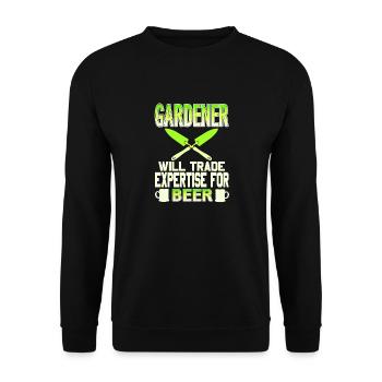 Gardener Will Trade Expertise For Beer Funny - Unisex Pullover - Schwarz - Vorne - Alina (178cm) & Michal (187cm)