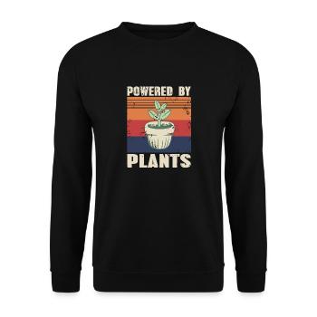 Retro Vintage Powered By Plants Gardening Tea - Unisex Sweatshirt - black - Front - Alina (178cm) & Michal (187cm)