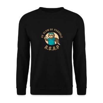 Faultier Läufer ASAP Langsam Sport Wettkampf Witz - Unisex Pullover - Schwarz - Vorne - Alina (178cm) & Michal (187cm)