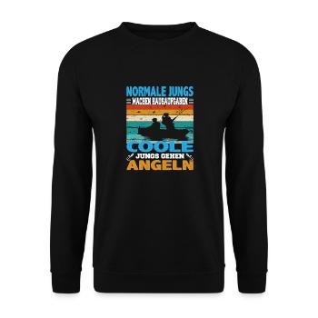 Normale Jungs machen Hausaufgaben coole Jungs - Unisex Pullover - Schwarz - Vorne - Alina (178cm) & Michal (187cm)