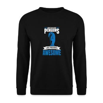Verrückte Pinguine - Unisex Pullover - Schwarz - Vorne - Alina (178cm) & Michal (187cm)