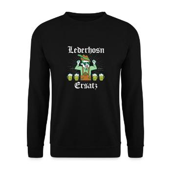 Lederhosn Ersatz Lederhose - Unisex Pullover - Schwarz - Vorne - Alina (178cm) & Michal (187cm)