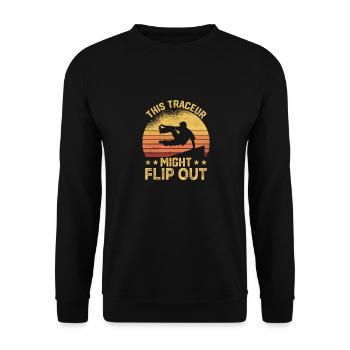 This Traceur Might Flip Out Parkour Free Running - Unisex Pullover - Schwarz - Vorne - Alina (178cm) & Michal (187cm)