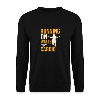 Running On Walls Is My Cardio Traceur Parkour - Unisex Sweatshirt - black - Front - Alina (178cm) & Michal (187cm)